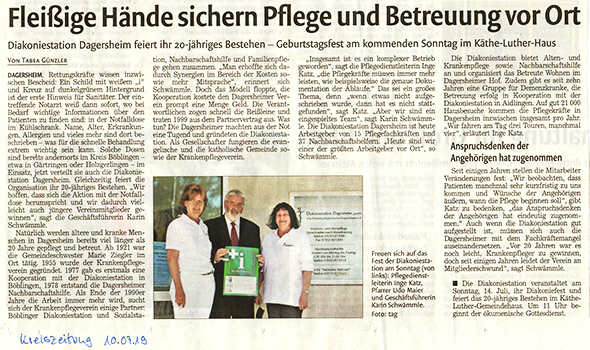 Flyer Diakoniestation Dagersheim 2019