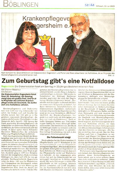 Flyer Diakoniestation Dagersheim 2019